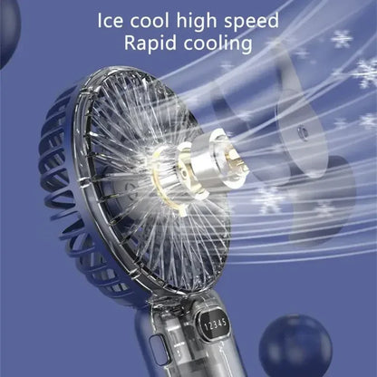 Creative Mini Handheld Small Fan USB Charging Portable 5 Speed High Wind Desktop Office Travel Pocket Fan Student Indoor Quiet