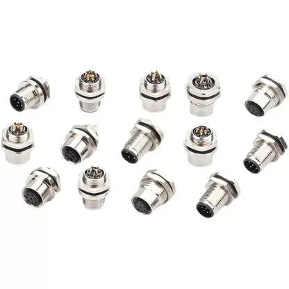 M12 4Pin 5 8Pin Sensor Connector Panel Back Mount Waterproof Flange Socket Threaded Coupling Male Female A Code Connectors