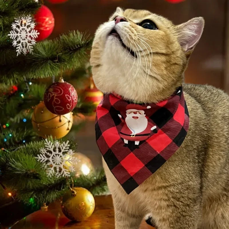 10/1PCS Christmas Dog Cat Triangle Scarf Cartoon Santa Claus snowman Triangle Scarf Pet Saliva Towel Christmas Pet Supplies
