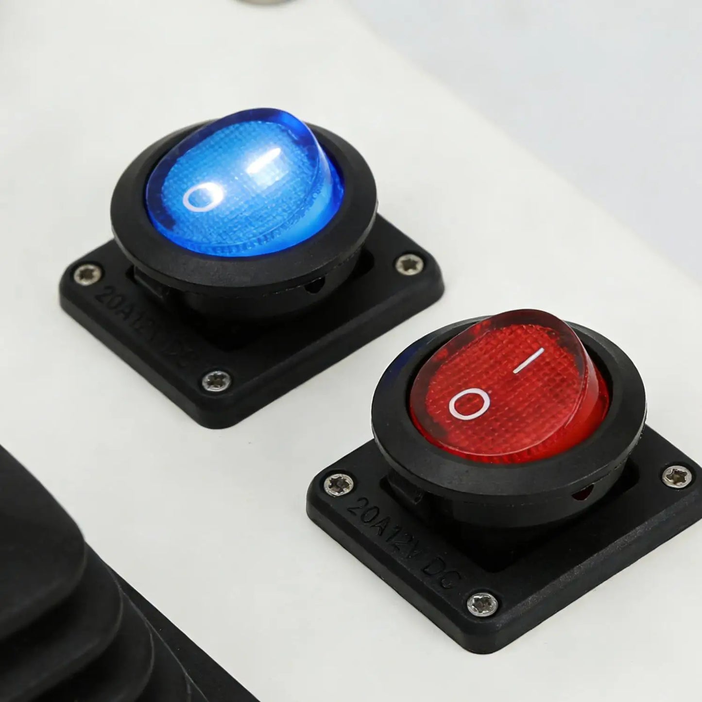 3 Pin Round Rocker Switch LED Light 12V on Off SPST Toggle Button Control for Car Auto Motorcycle Boat Modification Red Blue
