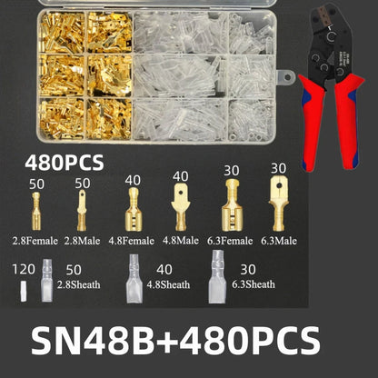New 20/270/315/450/600/900pcs Cold-pressed Terminal Blocks Male And Female Docking 2
.8/4.8/6.3