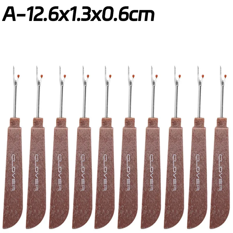 Steel Thread Cutter & Seam Ripper – Sewing Stitch Removal Knife with Wooden Handle for DIY Sewing & Needle Craft (1/10pcs)