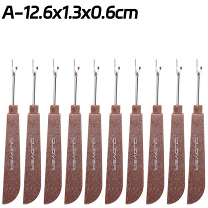 Steel Thread Cutter & Seam Ripper – Sewing Stitch Removal Knife with Wooden Handle for DIY Sewing & Needle Craft (1/10pcs)