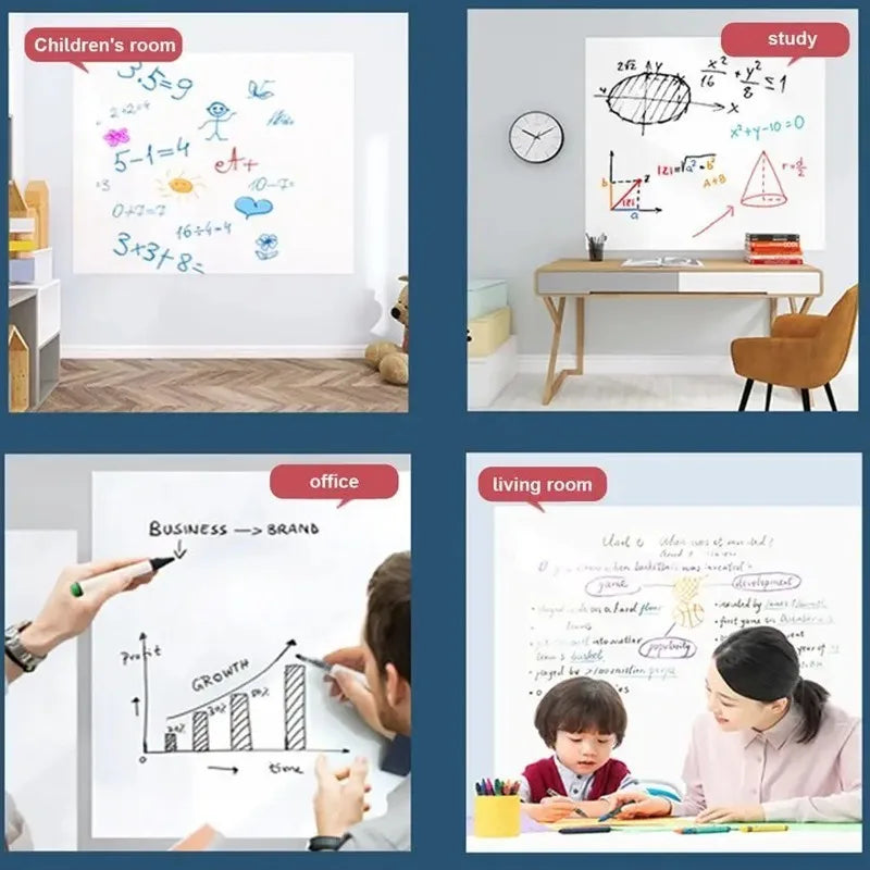 Electrostatic Whiteboard Wall Sticker – Premium Static Cling, No Damage, Easy to Clean & Reusable for Home, Office & School