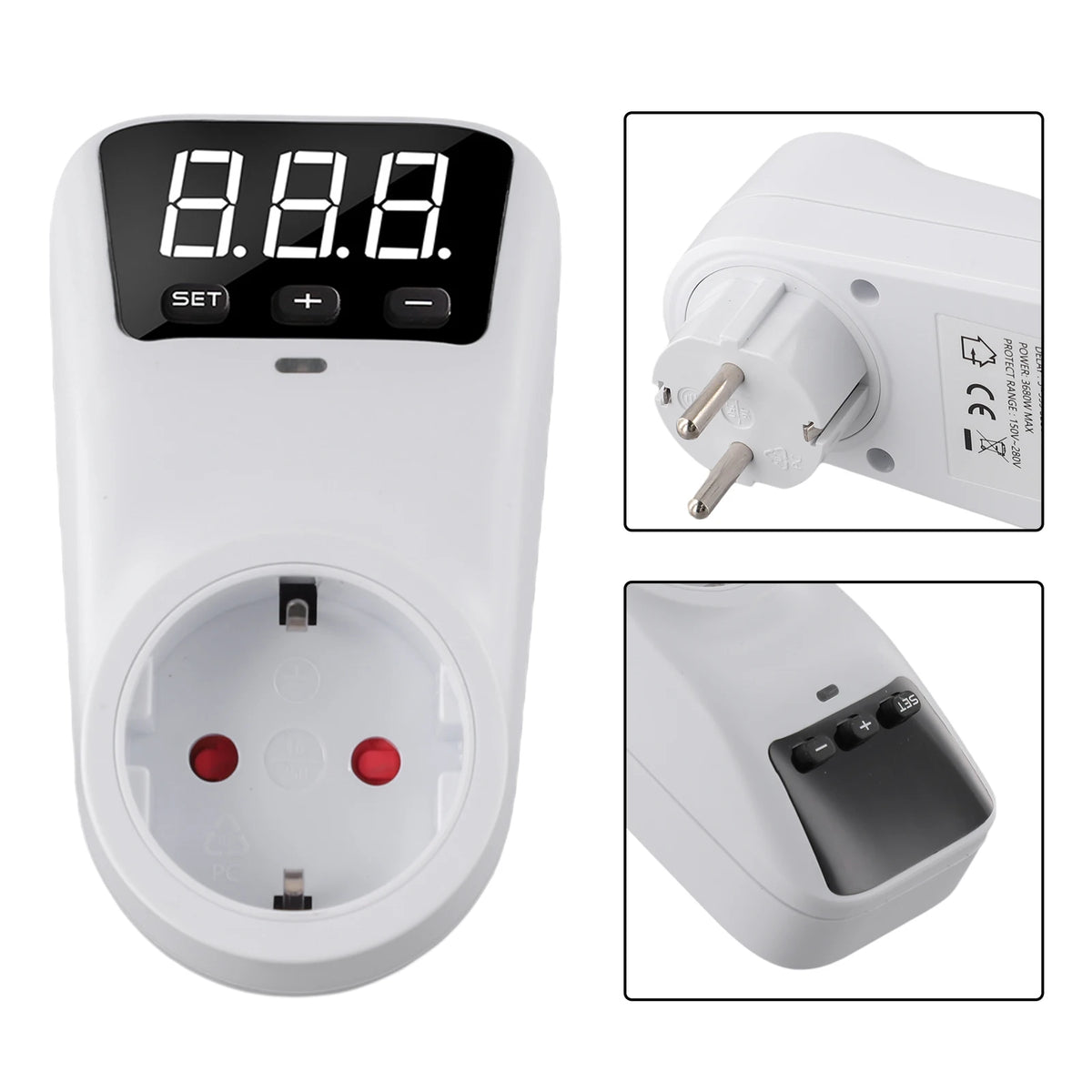 Adjustable Voltage Protector Socket AC120V/230V 16A Surge Protection with Delay | DE UK US Plug