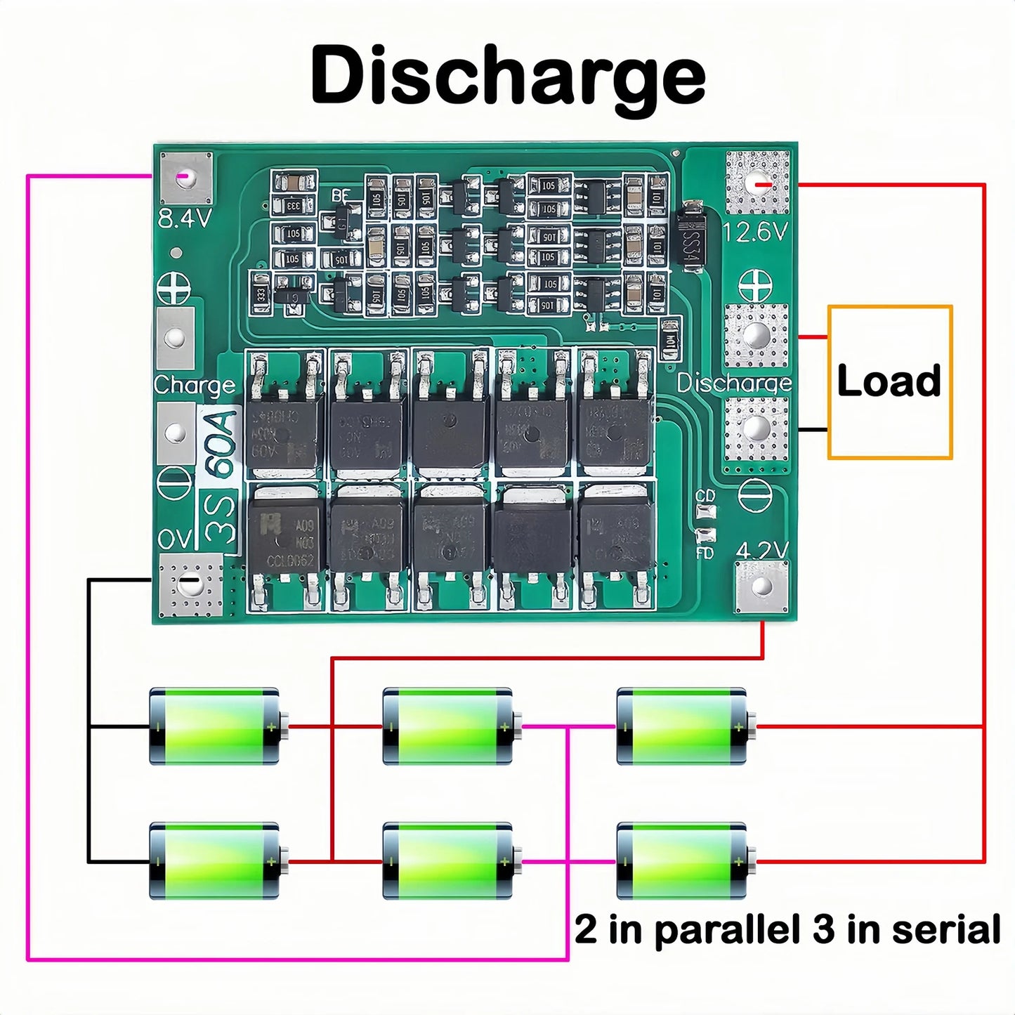 3S 4S Lithium Battery BMS Protection Board 40A 60A with Balance and Enhance Functions for Drill Motor 11.1V-16.8V Li-ion Cells
