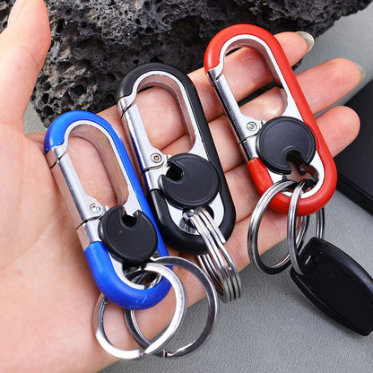 Men Stainless Steel Keychain Hook Carabiner Bottle Opener Double Ring