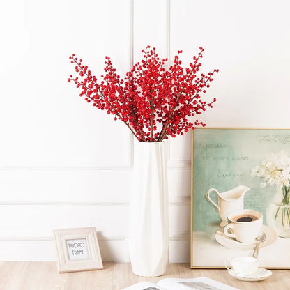 Artificial Red Berry Bouquet — Foam Christmas Decor, 46cm, 1/2/5/10pcs