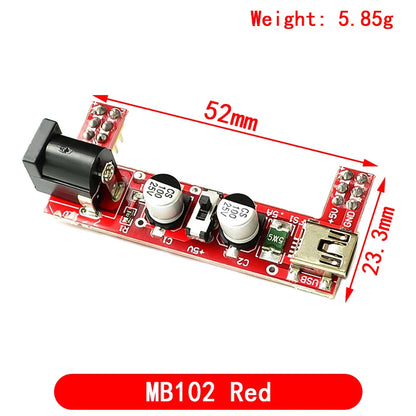 3.3V/5V MB102 Breadboard Power Module with 400-Point Solderless Prototype Breadboard and Flexible Jumper Wires Kit