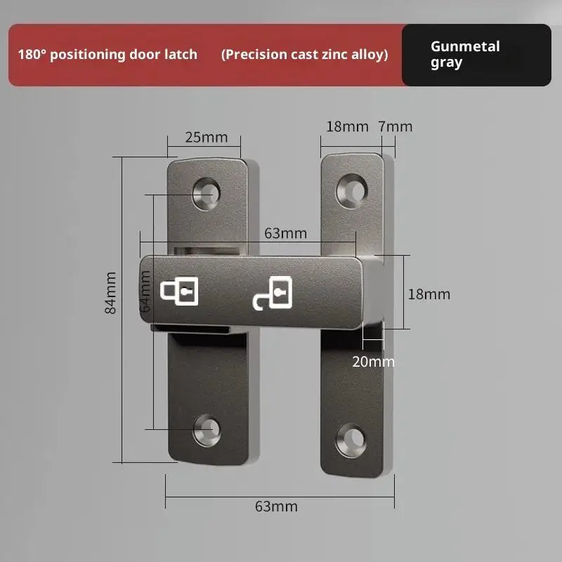 Latch Deadbolt Indoor Non-Punch Surface Mounted Door Lock Bathroom Sliding Door Buckle Snap Bolt Old-Fashioned Room Privacy Lock