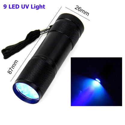 9-128 LED Ultraviolet Blacklight UV Light Lamp Detector for Dog Urine Stains Outdoor Waterproof 9-100 LED UV Flashlight Camping