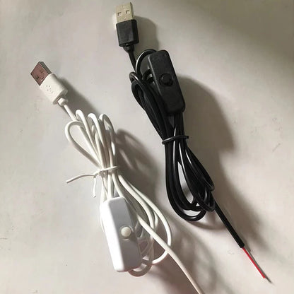 1M/1.5M USB Male To 2 Core Connection Cable 5V Switch Power Supply Wire 501 Button ON OFF 2A For LED Strip Lamp Bulb Light