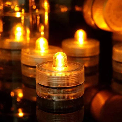 LED Flameless Waterproof Tea Lights Submersible Pool Candle Lights Decor