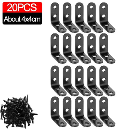 10/20pcs Stainless Stee L Bracket Corner Braces Joint Right Angle Bracket Fastener L-shaped Joints Support Bracket with Screw