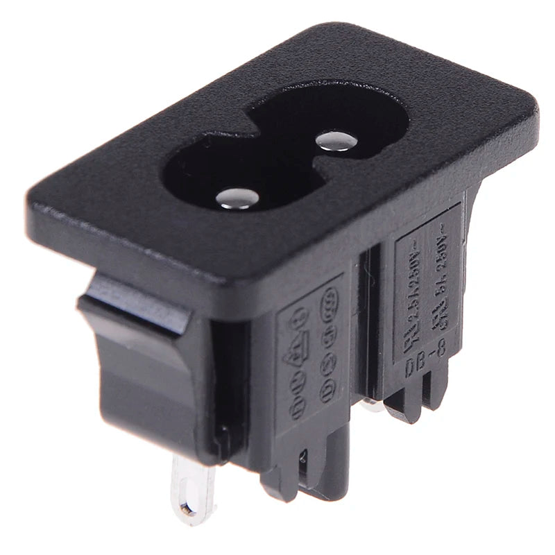 New 5Pcs IE320 C8 Power Plug AC250v 2.5a Iec320 C8 Male 2 Pins Power Inlet Socket Contor