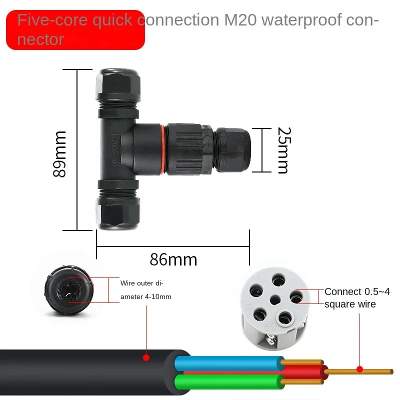 IP68 Waterproof Cable Connector I/T Type Junction Box 2-pin 3-pin 4-pin 5-pin Electrical Terminal LED Lights Wire Waterproof Box