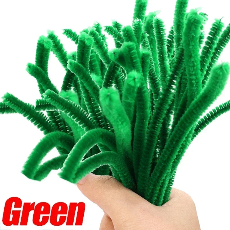 Wholesale Colorful Chenille Stems Pipe Cleaners Plush Tinsel Stem Wired Sticks Twist Stick Hair Strip DIY Craft Educational Toys
