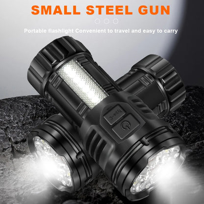 Outdoor Mini Flashlight 9 LED Strong Light Lantern Long Range Rechargeable Pocket Lamp Portable Camping Hiking Magnetic Light