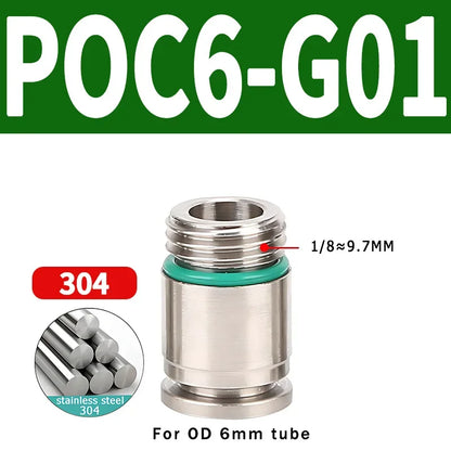 Stainless Steel 304 POC-G Internal Hexagonal Quick Insertion Pneumatic Fitting Gas Pipe Quick Insertion Joint