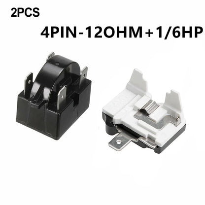 Refrigerator PTC Starter Relay 1/3/4 Pins Compressor Overload Protector, 12Ω / 15Ω / 22Ω Starting Relay
