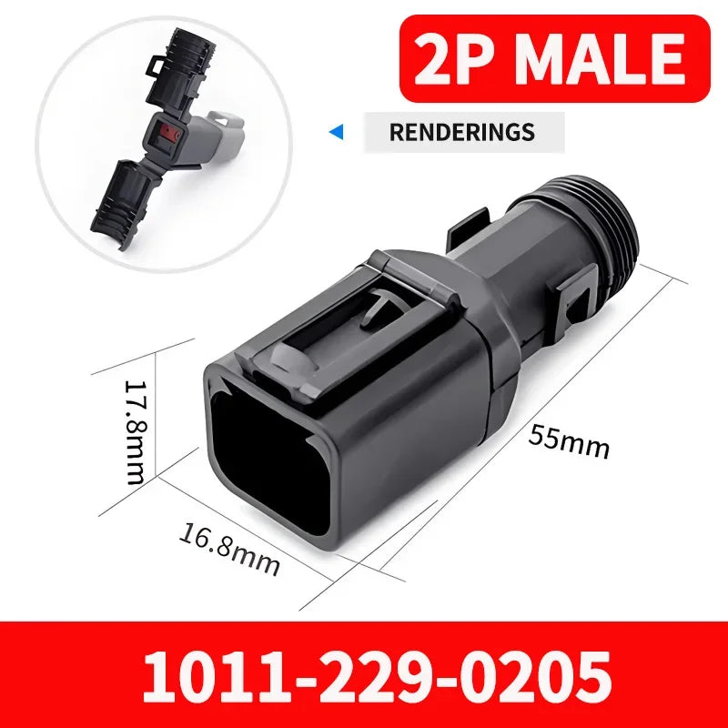 2-12P DT Connector Male Female Tail Clip Set 1011-235-0405 with Corrugated Pipe Harness Protective Sheath