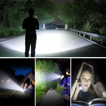 XHP100 LED Flashlight Rechargeable Zoom Super Bright Torch