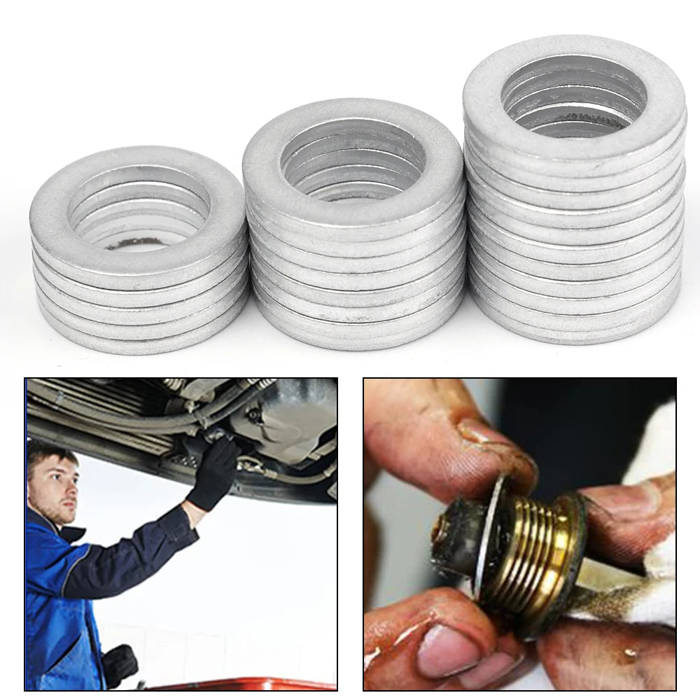 14mm Aluminum Oil Drain Plug Crush Washer Set — Universal Oil Change Gasket Kit