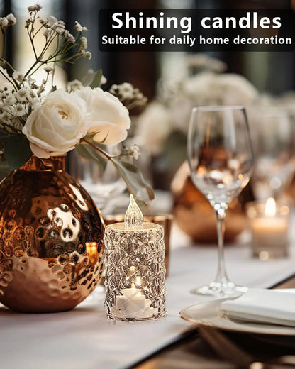 Crystal Candles LED Light Transparent Flameless Battery Power Lantern Night Lamp Wedding Party Birthday Xmas Halloween Decor