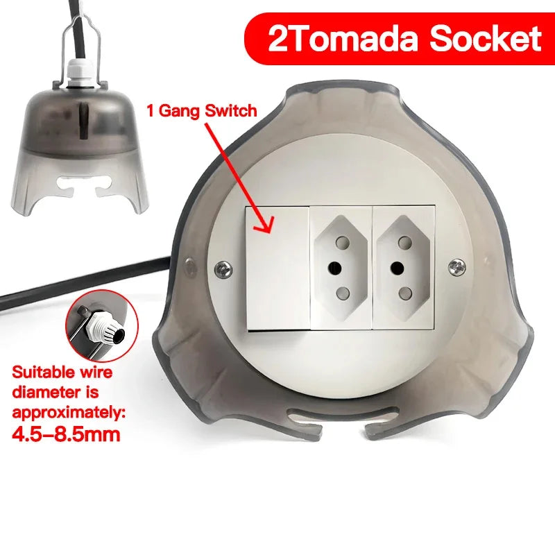 Outdoor Waterproof Electrical Socket Box Weatherproof Rainproof Power Outlet with Protective Cover for Garden Patio