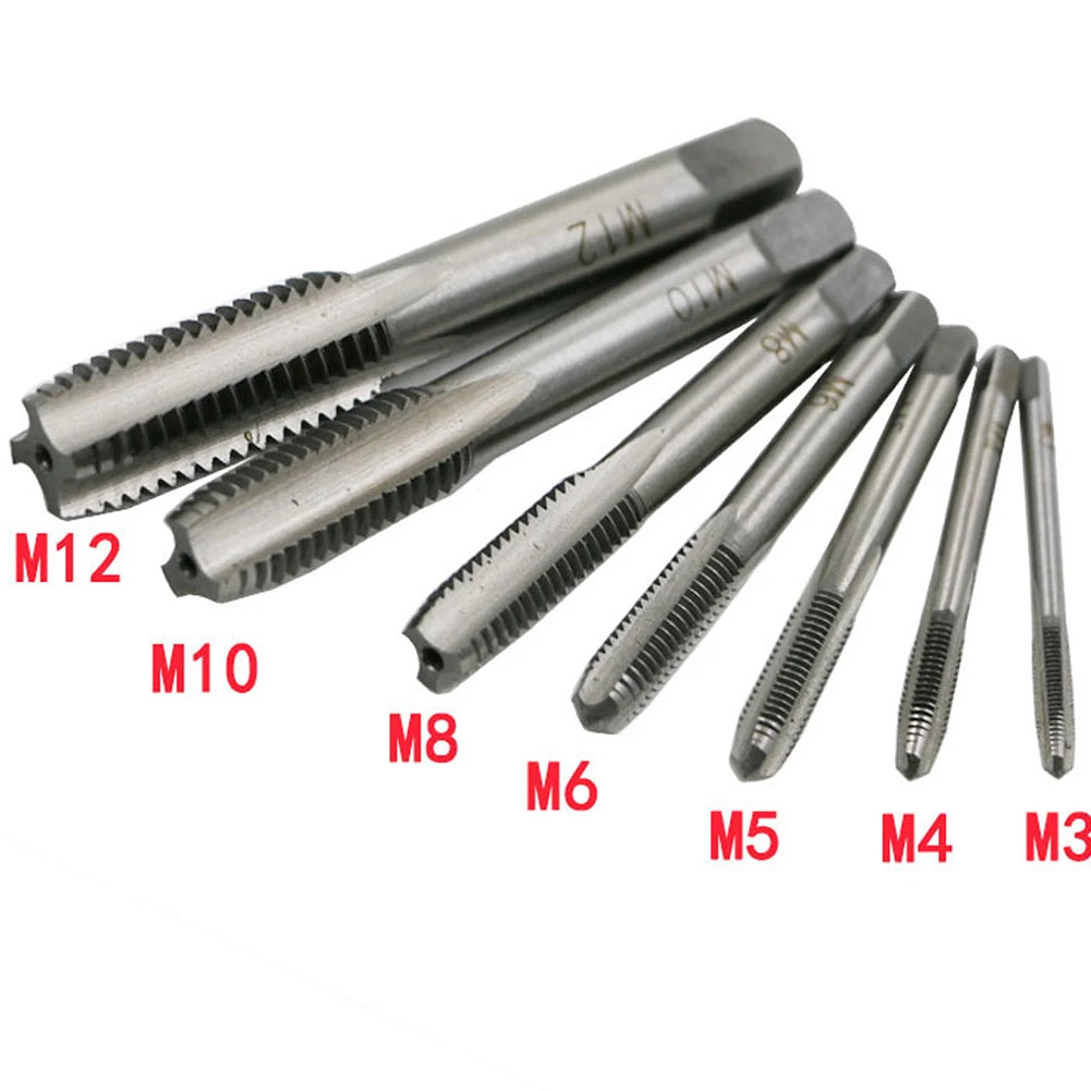7Pcs For M3 Metric Thread Tap Drill Bits Set with HSS Straight Fluted Screw Taps for Stainless Steel and General Steel