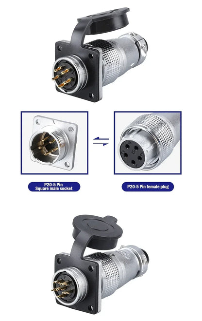 PLS20 WS20 TP20 Aviation Connector 20mm Opening Diameter 2-12 Pin Male Female Circular Plug Socket Metal Shell Waterproof IP67