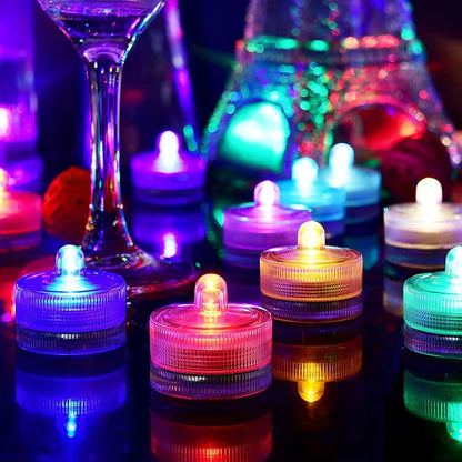 LED Flameless Waterproof Tea Lights Submersible Pool Candle Lights Decor