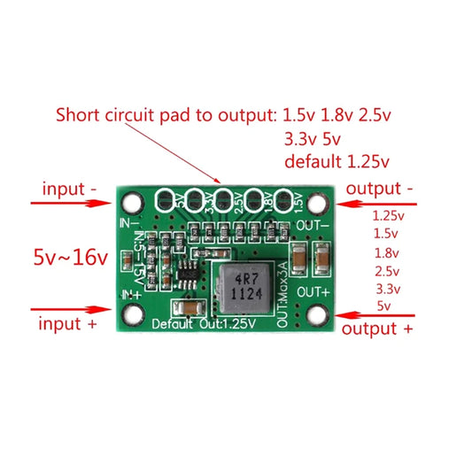 1/3/5pcs DC Voltage Regulator Step Down Power Supply Module 5-16V To 1.25V 1.5V 1.8V 2.5V 3.3V 5V 3A
