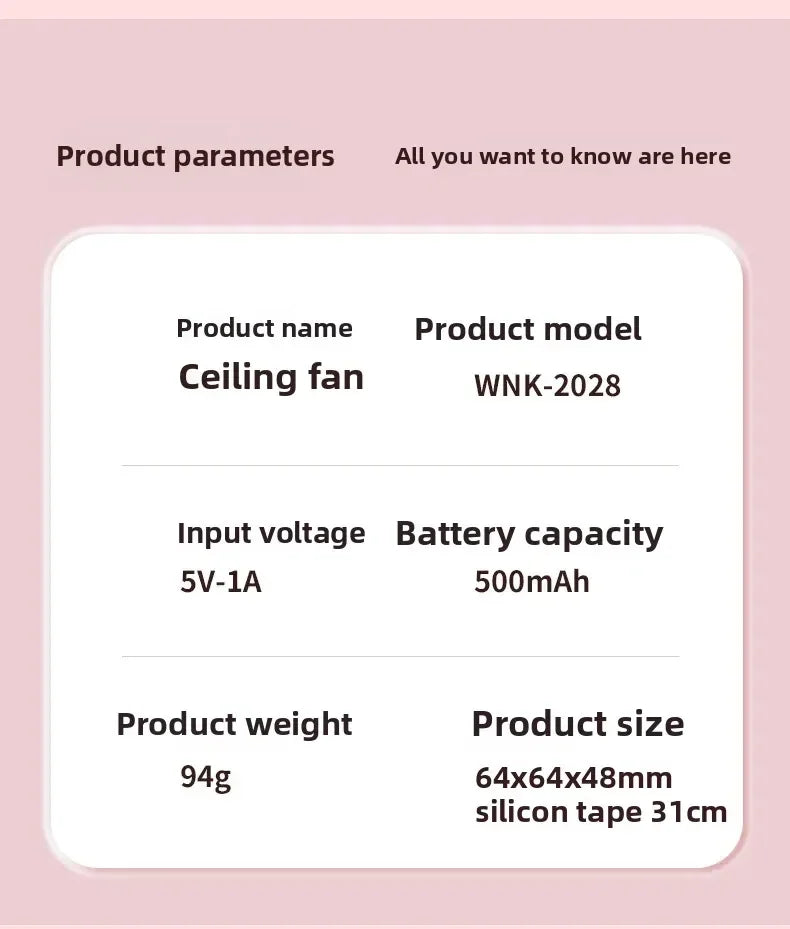 Clip-on Mini Waist Fan 3-Speed USB-C Rechargeable Portable Fan