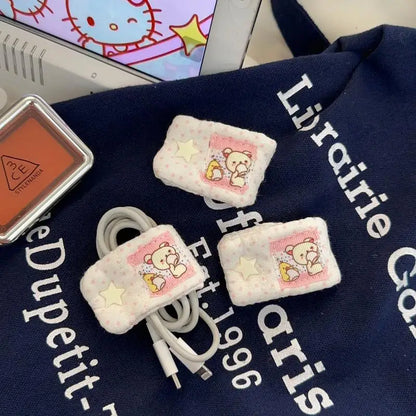 Portable Charging Cable Organizer – Cartoon Data Cable Storage Clip for Cable Management (Compatible with Rilakkuma / Mashumaro)