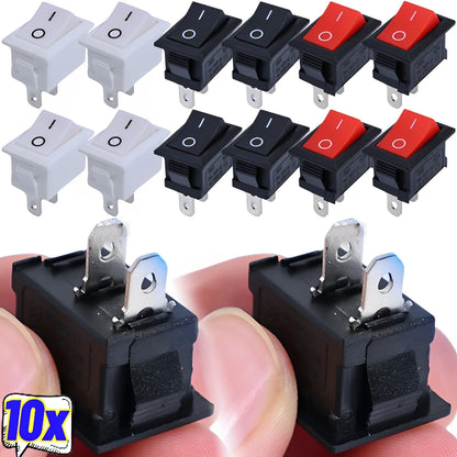 KCD11-101 Mini Rocker Switch 2-Pin ON/OFF 6A 250V – Pack of 5 or 10