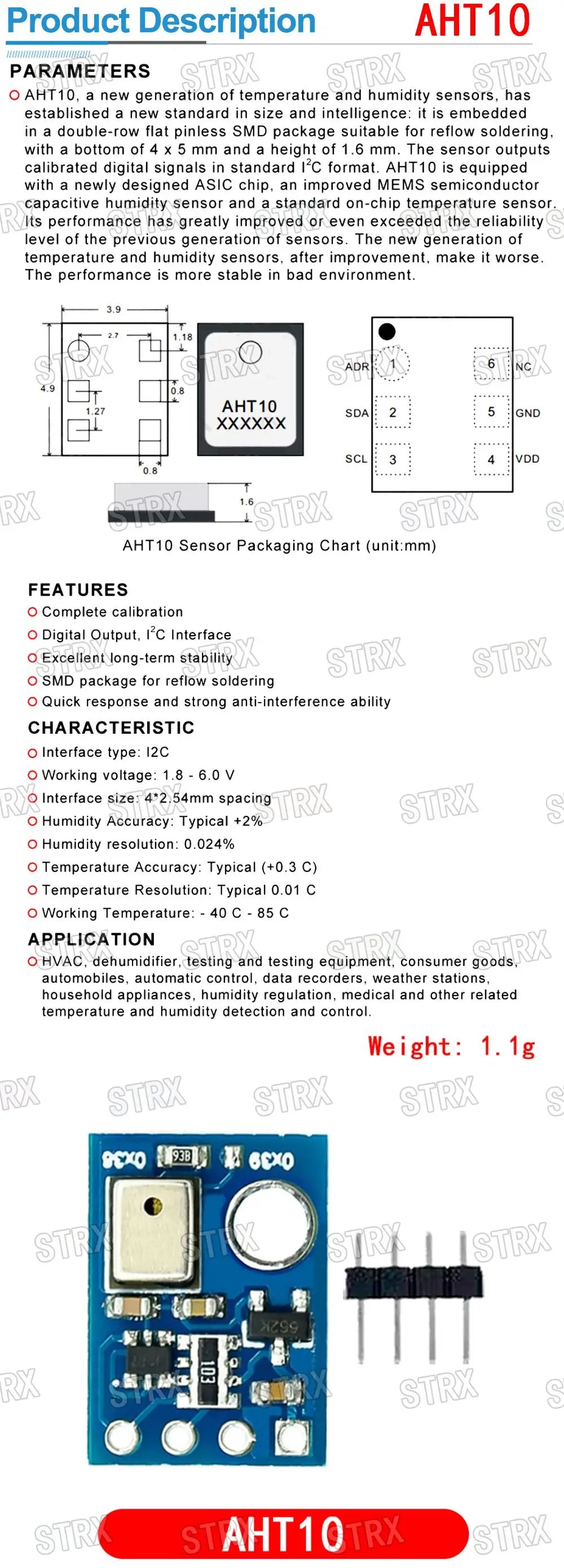 High Precision Digital Temperature and Humidity Sensor Module AHT10 AHT20 AHT21B AHT25 I2C Interface