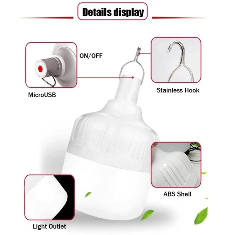 Usb Rechargeable Led Bulb Outdoor Portable Camping Picnics Light Bulb Emergency Lighting Flashlight Lights Hanging Tent Lantern