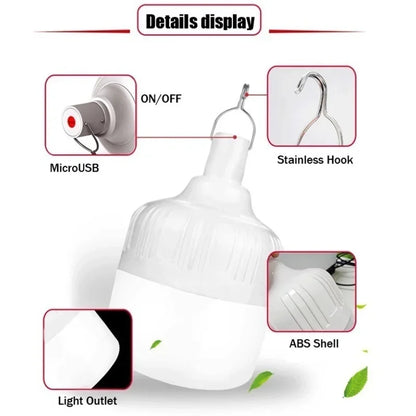 Usb Rechargeable Led Bulb Outdoor Portable Camping Picnics Light Bulb Emergency Lighting Flashlight Lights Hanging Tent Lantern