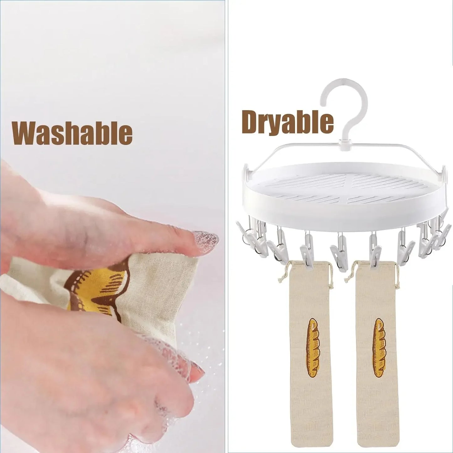 Linen Bread Bags Large Capacity Drawstring Loaf Storage Bags Washable Reusable 3/1Pcs for Pastries Baguette Organizer