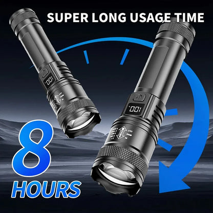 100000LM High Power LED Flashlight Rechargeable Tactical Torch