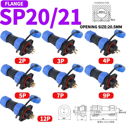 SP Series IP68 Waterproof Aviation Connector SP13 SP16 SP17 SP20 SP21 2-12Pin Panel Mount Plug and Socket