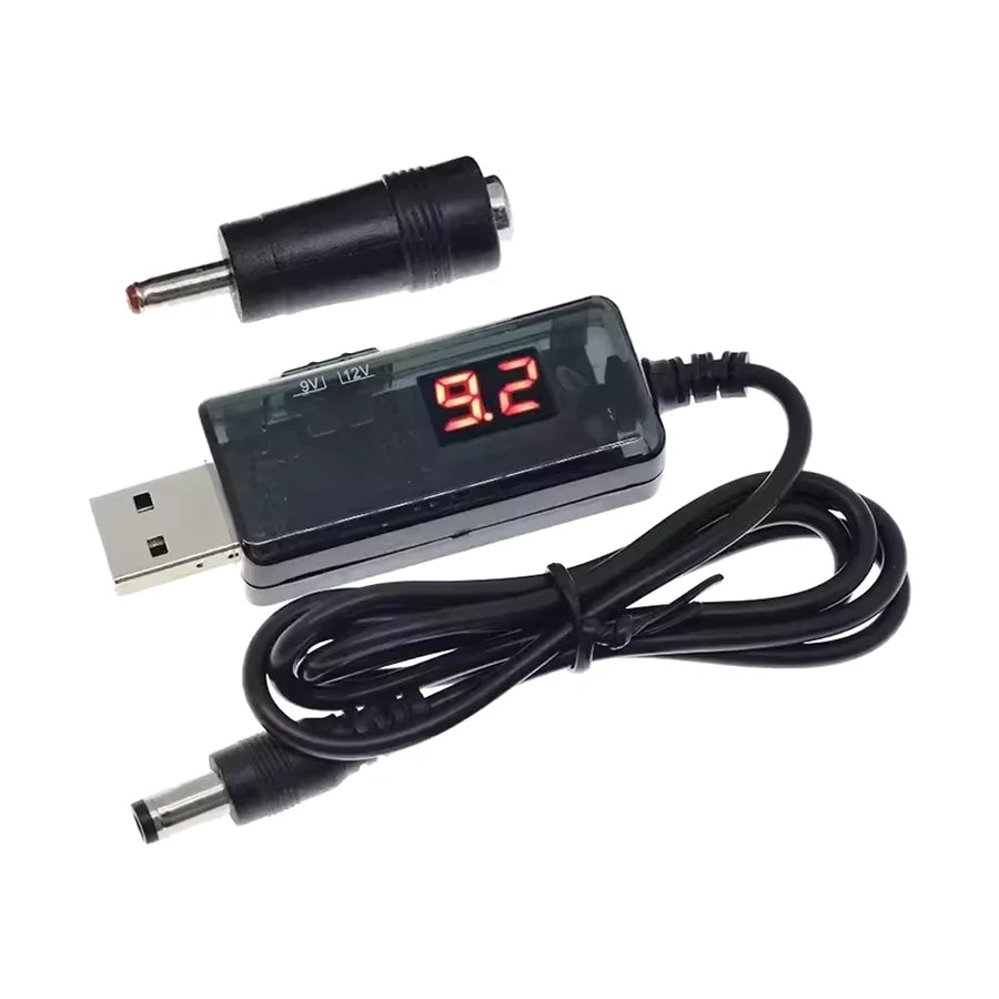 USB to DC 5.5mm/3.5mm Power Boost Cable 5V to 9V/12V with 3.5x1.35mm Adapter for Router, Modem, and Emergency Power Supply
