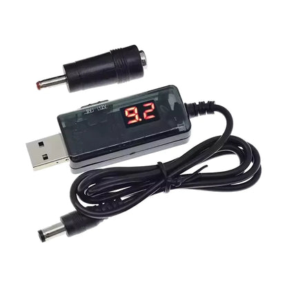 USB to DC 5.5mm/3.5mm Power Boost Cable 5V to 9V/12V with 3.5x1.35mm Adapter for Router, Modem, and Emergency Power Supply