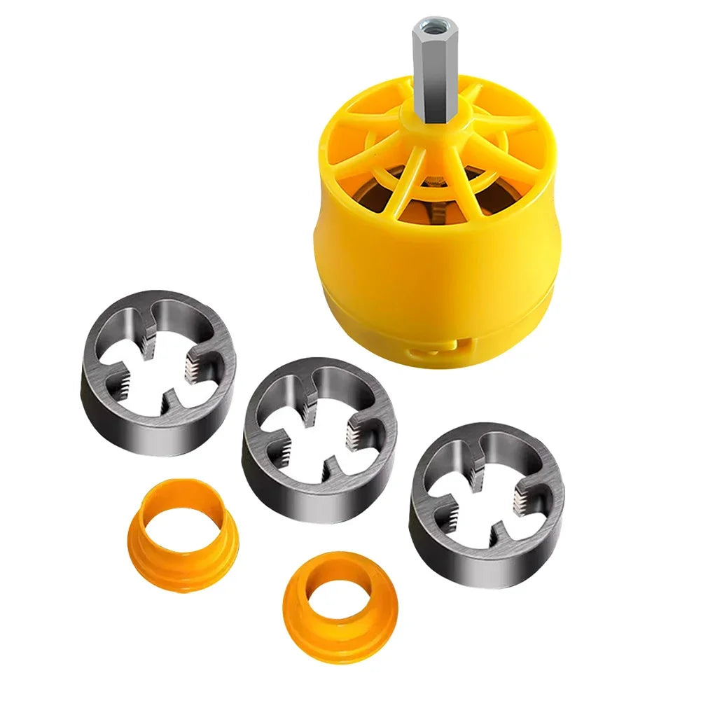 PPR Pipe Threader Kit With 1/2In 3/4 In 1 Inch Dies Pipe Threader Pipe Round Die PVC Pipe Threading Tool Kit Power Tool Parts