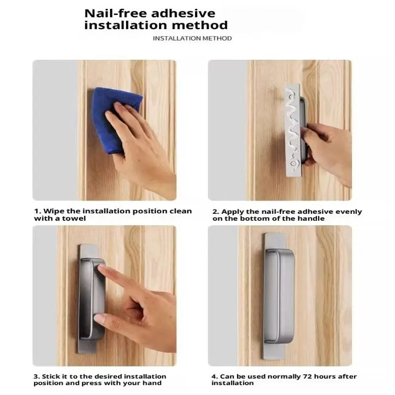 Drill-free Aluminum Handle for Sliding Door Window Drawer Bathroom Push-Pull