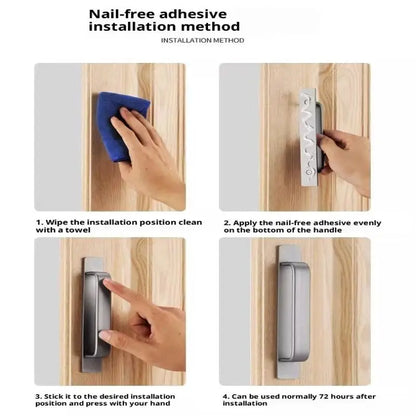 Drill-free Aluminum Handle for Sliding Door Window Drawer Bathroom Push-Pull