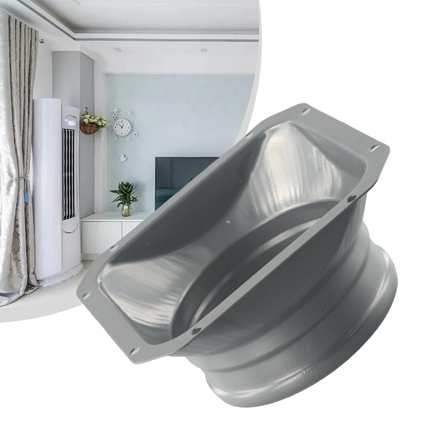 For Kitchen Hood Ventilator Pipe Connecting Vent Flange Exhaust Duct 4-10inch Electrostatic Spray Metal Silver-gray