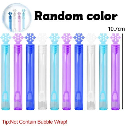 Mini Bubble Tube Toy – Snowflake Wand Tube Empty Bottle for Baby Shower, Wedding, Birthday Party & Christmas Decoration (10/100PCS)