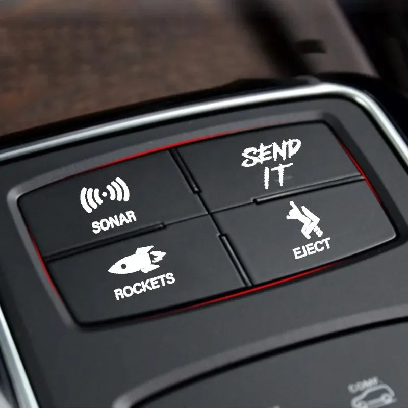 Car Window Buttons Sticker Car Instrument Panel Console Switch Sticker Novelty Car Interior Fake Button Decoration Accessories
